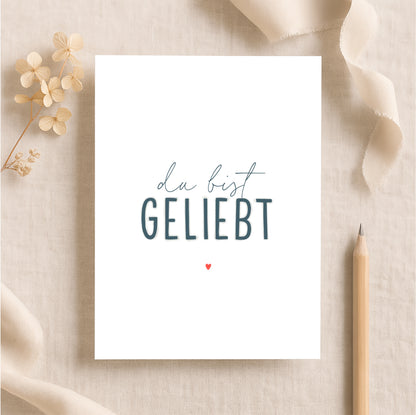 Minikarte Spruch "Geliebt"