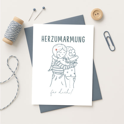 Minikarte Spruch "Herzumarmung"