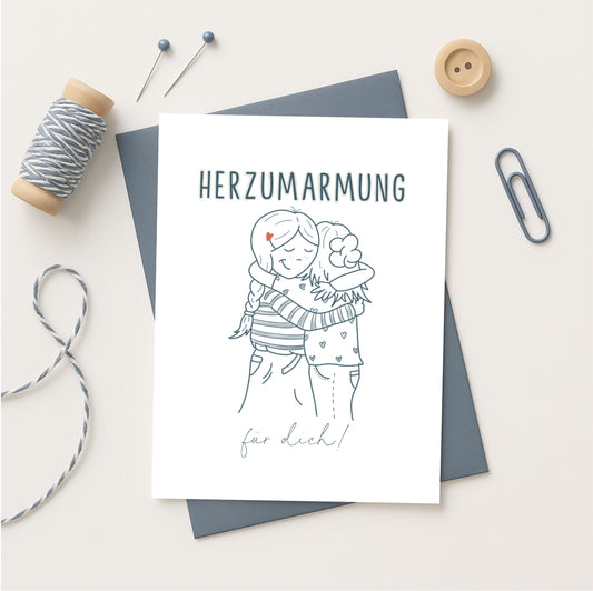Minikarte Spruch "Herzumarmung"