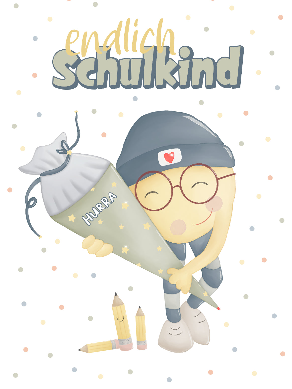 Postkarte "Schulkind" grün